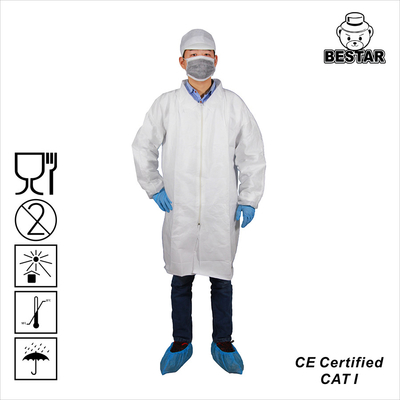 CE Tıbbi Tek Kullanımlık Laboratuvar Önlüğü ISO13485 Mikro Gözenekli Film Tek Kullanımlık Ceket